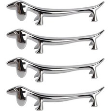 Respicefinem 4PCS 식기 받침대 실버 젓가락 스탠드 전기 도금 연마 아연 합금 동물 모양 사슴 디자인 가정용 포크 스푼에 이상적인 다용도 홀더 랙 강아지, Puppy