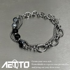 AETTO 雙層手鍊 裂紋珠鈦鋼手鍊 情侶手鍊