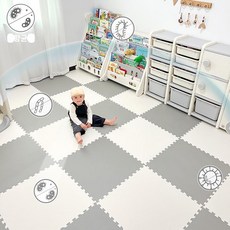 데이하우스 아기매트 퍼즐매트 셀프 복도 거실매트, 항균 미디엄그레이+화이트