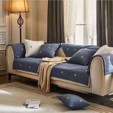 Arvo Home 星星沙發墊 防滑耐磨 防貓抓沙發套 復古三人沙發墊 含抱枕套