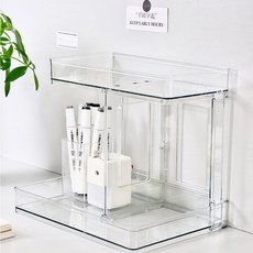 모레츠 아크릴 2단 심플 책상 화장품 정리함, 1개, 투명