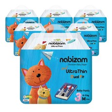 나비잠 기저귀 울트라씬 듀얼핏 썸머팬티 6팩, 192매, 중형(M)