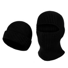 2WAY 복면 겨울 방한 비니 바라클라바 어몽어스, 블랙, 1개