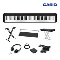 카시오 디지털피아노 CDP-S90+스탠드+헤드폰+덮개, 블랙, 1개