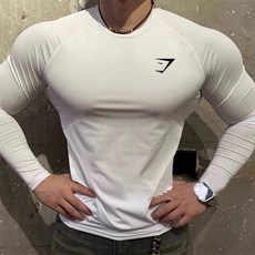 鯊魚 健身運動速乾彈力長袖緊身衣 - 透氣吸汗訓練T恤 (臺灣出貨)