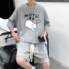 豹開之家 華夫格套裝 運動休閒短袖T恤短褲兩件套 男女款 H137