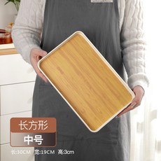 竹紋托盤 長方形 仿木紋托盤 30cm長 19cm寬 3cm高, 1個