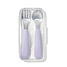 OXO 옥소 토트 온더고 스푼 포크 케이스 세트 라벤더 퍼플 당일발송 파스텔 BPA FREE 미끄럼방지 6개월 돌아기 선물, 케이스+스푼+포크, 1개