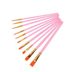 생활의지혜 미술 수채화 붓 혼합 10종 세트, 1세트, 진핑크
