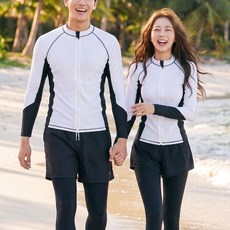 SABU 커플 래쉬가드 세트 남성 여자 수영복, 남자화이트 남자화이트
