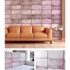 국내산 접착식 데코타일 주방 붙이는 벽지 시트지 벽 타일 폼블럭 붙이는 템바보드 욕실 타일시트지 38*54 (10장), 벽돌 화이트레드