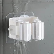 2個磁気モップほうきホルダーほうきハンガー壁マウントオーガナイザーヘビーデューティ穴あけ不要ユーティリティラ, 01 White