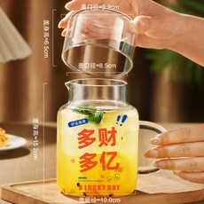 玻璃杯大容量帶蓋杯子家用喝水杯女新款2025耐熱帶把刻度男泡茶杯, 1個, 1000ml【多財多億】+光面蓋