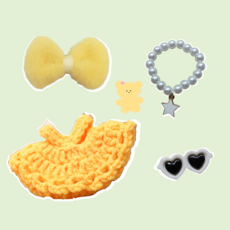 티니숲속 모루인형 꾸미기 10종 소품 코디 세트 인형 옷 입히기, 1개, 옐로우원피스