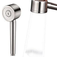 HLOMOM 鎳拉絲銀色花灑套裝含1.5米防爆軟管及免打孔支架, 304不鏽鋼蓮蓬頭, 1個