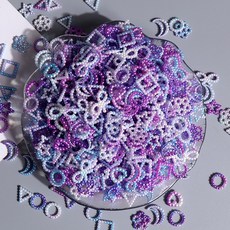 [드그라쎄] 오도독 진주 프레임 믹스 파츠 100개입 5color 젤네일 레진공예 레진아트 재료 슬라임 폴꾸 탑꾸 캔들, 1세트, 바이올렛