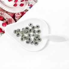 (약100개) 야광 4x7mm 미니 플랫 원형비즈 미니비즈, 1세트, 블랙숫자