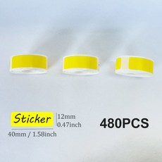 12*40mm 컬러 투명 열 스티커 롤 자체 접착 라벨 테이프 종이 이름표 정렬 메모 Marklife P12 P15 D30, 3 rolls yellow