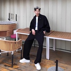 jacq 男士休閒套裝 秋季韓版兩件裝大學T套裝