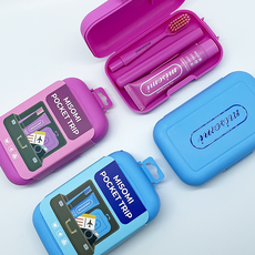 [미소미] 휴대용 포켓트립 칫솔 치약 여행용 본품 블루세트 미세모칫솔, 1개, 20ml