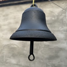 鑄鐵門鈴 花園庭院牆壁掛件 手敲鐘民宿造景裝飾 戶外防鏽工藝品 復古鈴鐺, 黑漆款直徑20cm, 黑漆款