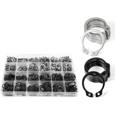 C형 클립 외부 클리핑 스냅 유지 링 세트 스테인리스 강탄소강 528mm 샤프트용1528mm 은색, 6-17 840개