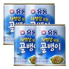 유동 자연산 골뱅이 술안주 야식 통조림, 300g, 4개