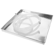 VILLCASE AC Drain Pan 15.7x15.7 Stainless Steel Air Conditioner Drip Tray with 6.5ft Hose and Clam, VILLCASE AC Drain Pan 15.7x15.