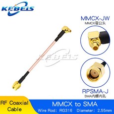 RG316 SMA - MMCX 케이블 RP-SMA 암나사 잭 수 플러그 직선 및 직각 WiFi 안테나 RF 동축 연장 점퍼, RPSMA-J to MMCX-JW