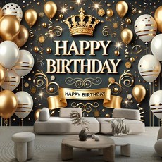 아라홍스 파티배너 생일축하 파티용품 생일가랜드 생일이벤트 졸업 환갑 새해 생일현수막, 1.크라운 생일벌룬