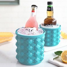 실리콘 두껑 아이스 소형 휴대용 버킷 원형 아웃도어 56436pc 1(ea), 스카이 블루