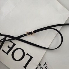 爆款皮帶女士休閒百搭簡約黑色細腰帶小金色扣針扣裝飾連衣裙褲帶學生