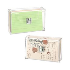 BTSKY 2팩 투명 아크릴 인덱스 카드 박스 7.6 x 12.7cm(3 x 5인치) 카드용 홀더 노트 카드 박스 레시피 카드 박스 플라스틱 보관 정리함 인덱스 노트, 3x5 inch