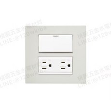 Suzone樹榮 雅典雙聯開關插座組 AT-3713/AT-3723/AT-3733, 1個, 雙聯一開關雙插座附接地,魔粒黑