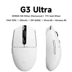 스카이콩콩MCHOSE G3 울트라 게이밍 모드 마우스 PAW3395 26000DPI 8K 폴링 속도 64g 초경량, 04 G3 Ultra White