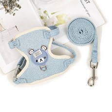 臺灣出貨 倉鼠外出牽引繩 鼠玩具 鼠兔玩具 鼠兔外出用品 倉鼠牽引繩 兔子牽繩 倉鼠外出 兔子牽引繩 遛兔繩11331, 1個, 【1-3斤】胸背式-藍小熊