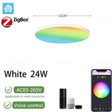 Zigbee 3.0 스마트 천장 조명 24W Led 천장 조명 RGBCW Led Alexa Google 음성 제어 APP Dimming Home Assistant와 함께 작동, 2)White