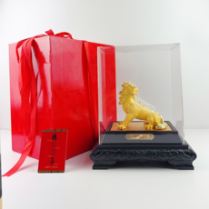 絨沙金諦聽擺件 客廳玄關工藝品禮品, 諦聽擺件【禮盒包裝】21*15*25cm