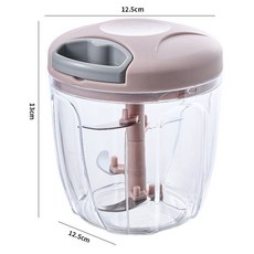 蒜頭攪碎機 手動拉蒜器 絞碎機 手動料理機 切蒜器 家庭厨具 500/900ML 切蒜神器 絞肉器, 1個, 手拉切碎器-大款(五刀頭)-粉色