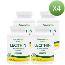 NaturesPlus 天然佳 大豆卵磷脂軟膠囊，非基因改造，促進新陳代謝，全家人的健康首選, 4個, 90顆