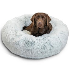 Best Friends by Sheri The 오리지널 카밍 도넛 고양이 및 강아지 침대 샤그 퍼 소재 세탁기 세탁 가능 최대 11.3kg(25파운드) 무게의 애완동물용, Frost Shag, Large