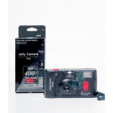 FUJIFILM Jelly Camera 傻瓜相機 內置閃光燈 復古透明外殼, 荔枝白, 1個, 果凍相機 桑葚黑 (36張)