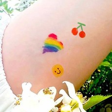 로랑마켓 타투스티커 레인보우 스티커타투 스티커문신 지워지는문신