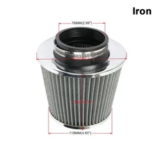 에어 인테이크 필터 3인치 버닝 76mm 블루 스테인리스 인덕션 키트, 상세설명참조, Iron Silver