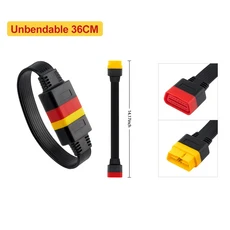 구부릴 수 있는 OBD2 연장 케이블 16 핀 수-암 스캐너 어댑터 자동차 진단 커넥터 도구 36cm, 01 중국, 01 1 PCS, 01 Unbendable 36CM