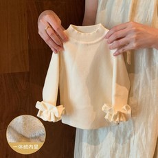 女童一體絨毛衣打底衫 2025新款小童加絨加厚針織衫