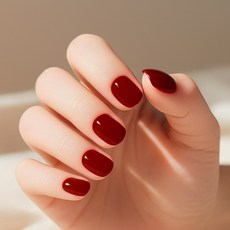 유행백서 짧은 손톱 붙이는 컬러 네일팁 라운드 숏타입 24pcs, 1개, ST102-딥레드