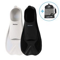 수올리 베이직 오리발 숏핀 메쉬백 세트 실내 수영 강습용 스노쿨링 물놀이 장비, 블랙