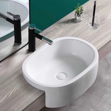 타원형 탑볼 세면기 욕실 세면대 세면기 하부장, 64x38 세면대+배수구, 1개