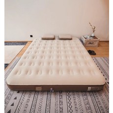 Naturehike 露營充氣床墊 內置充氣泵 加大加寬 植絨面料 舒適便攜, 米色